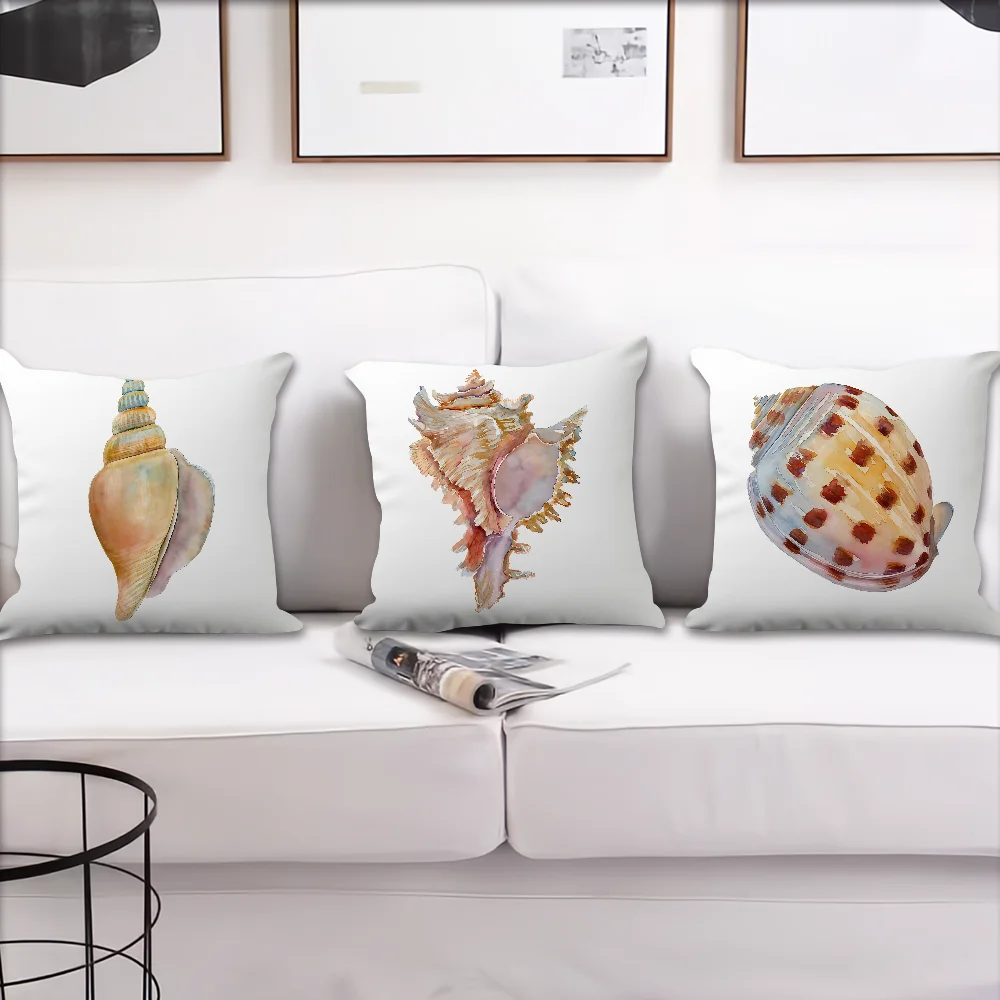 Seashell Conch Pattern cushion cover For Pillow Printing Sofa Decoration Home Car Room Coffee Shop Office Nordic Simplicity