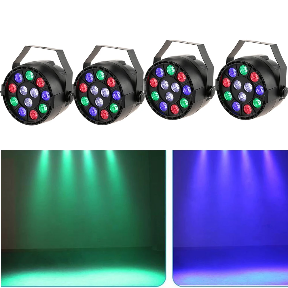 4PCS 7 Channel LED Stage Spotlight LED DMX RGBW Spotlight Strobe Effect Lamp NEW 4* Stage Lights 12x 1Watt LED Light For DJ Part