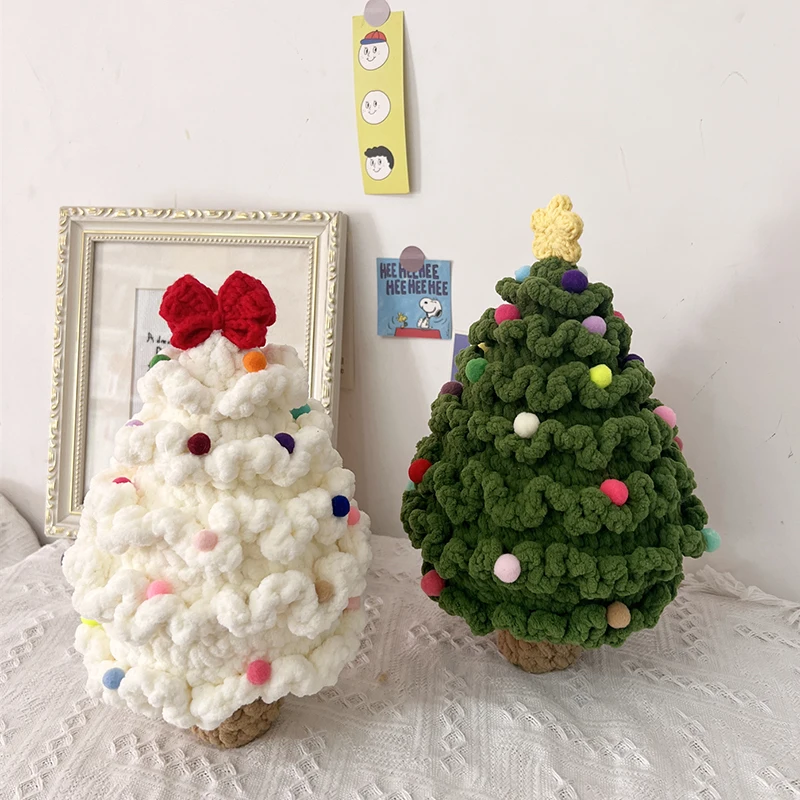 

handmade crochet white christmas tree green tree Window Dressing Photography Prop Handmade Knitted Toy Christmas gifts for kids