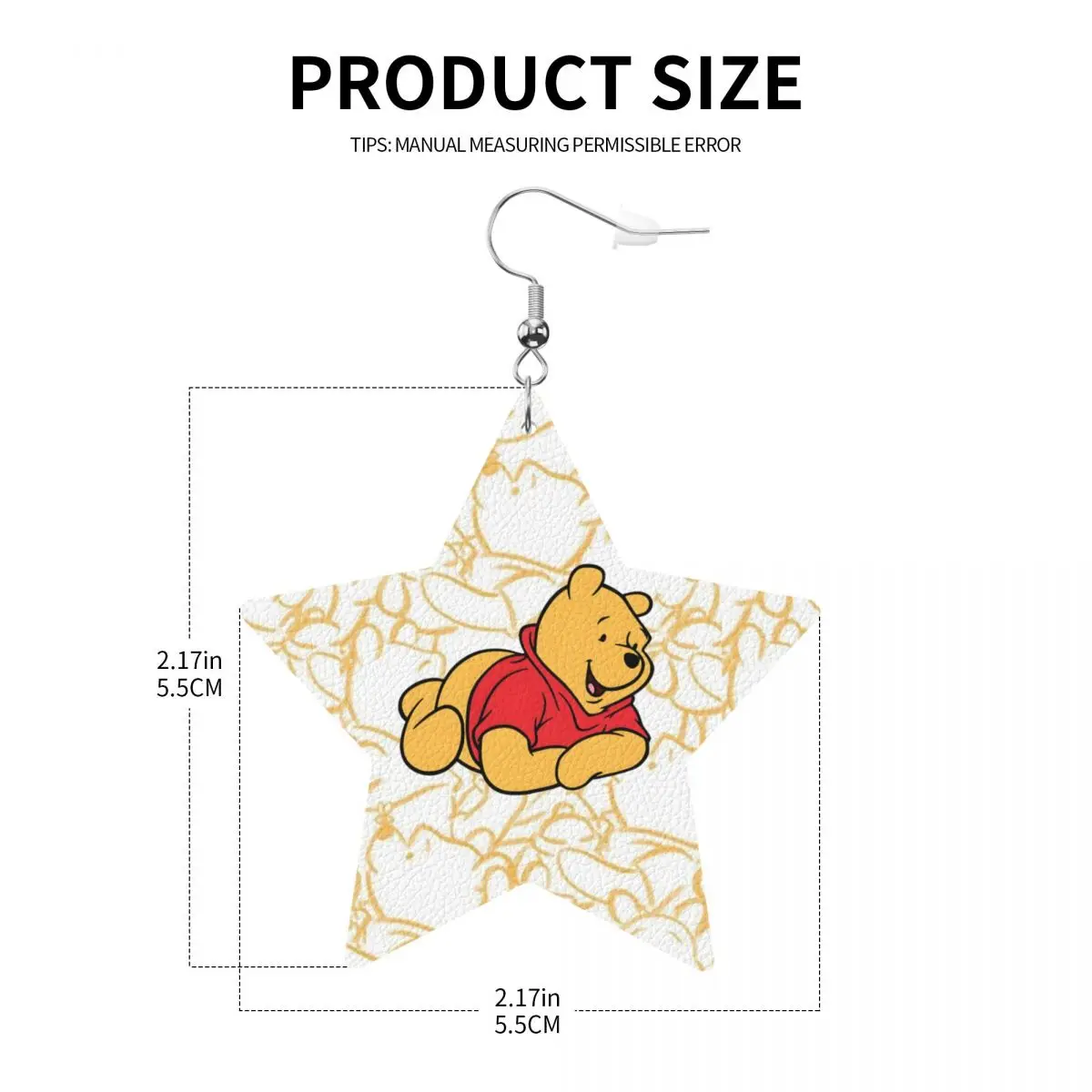 Custom Winnie The Pooh Leather Teardrop Earrings for Women Leather Earrings Fashion Lightweight for Parties Holidays view 4