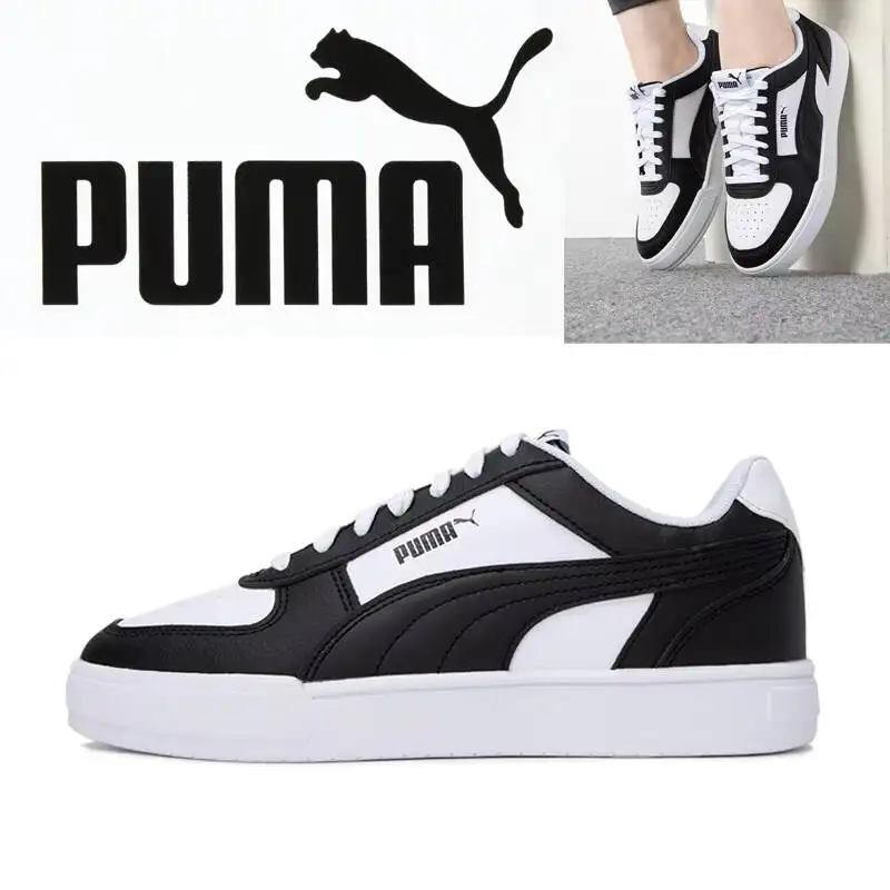 2026 New PUMA Unisex Black White Casual Shoes 380810-45 Rubber Outsole Synthetic Leather Sneakers