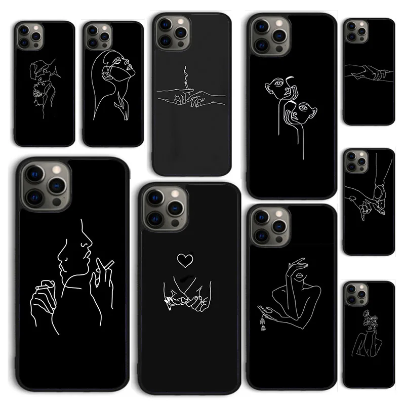 Bad Habits Black and white Art Abstract Lines Phone Case for iPhone 16 15 12 mini 11 13 14 Pro Max SE2020 Apple 6 7 8 Plus