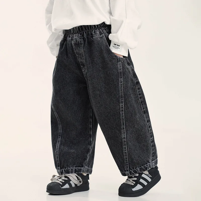 2026 New Korean Fashion Boys Denim Pants Autumn Spring Casual Trousers for Toddlers & Kids Ages 2-8 All-match Jeans