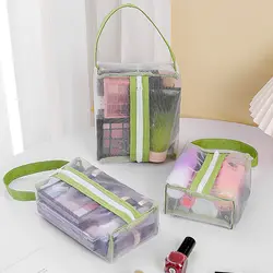 New Portable Mesh Transparent Cosmetic Bags Small Large Clear Black Makeup Bag Travel Toiletry Organizer Lipstick Storage Pouch