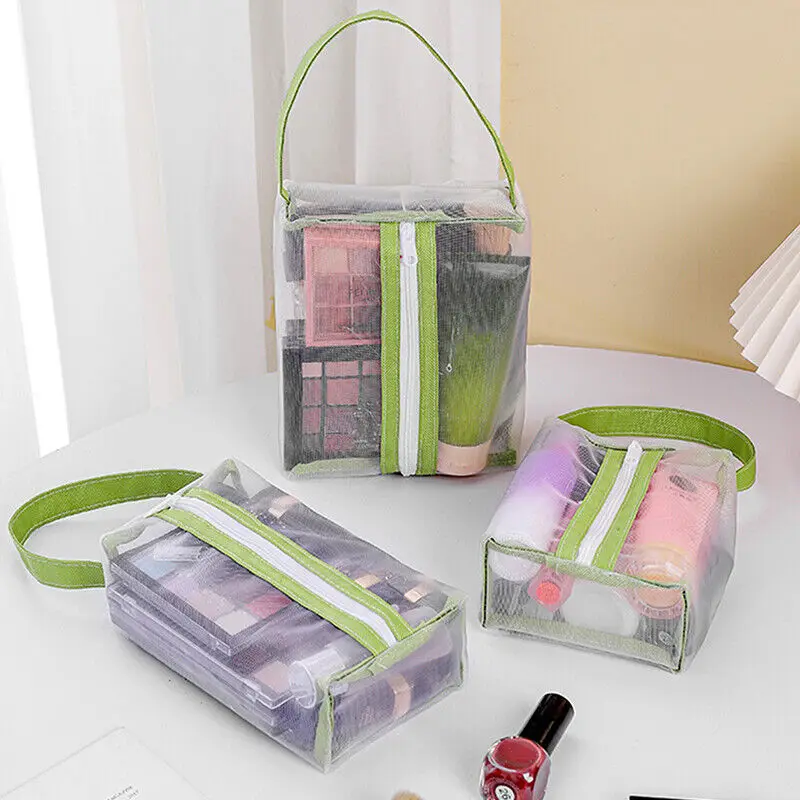 S/M/L Cosmetic Bag For Women Transparent Mesh Makeup Bag Portable Travel Organizer Pouches Toiletry Bag Home Storage Bag New