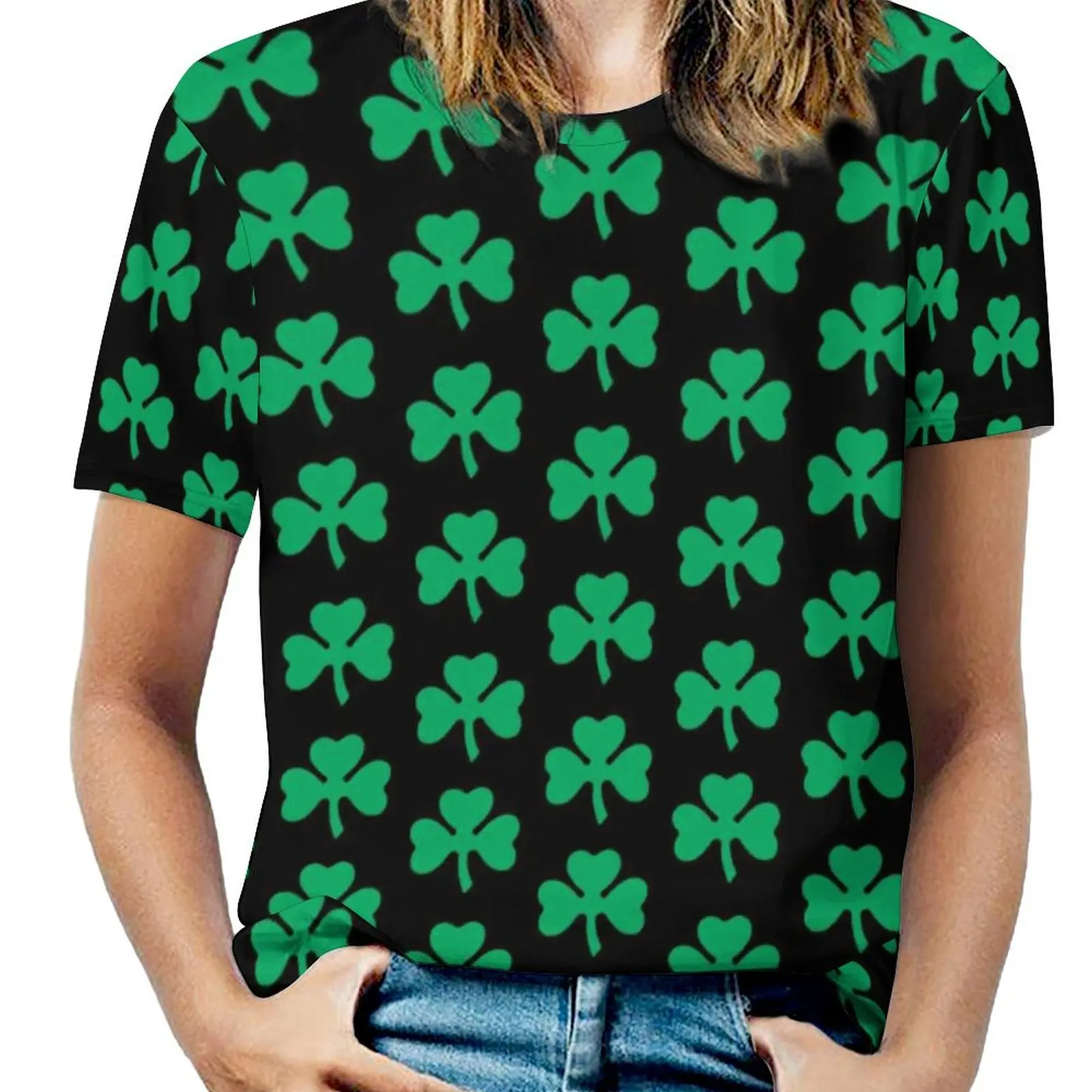 St Patrick's Day T Shirt O Neck Irish Green Shamrock Clover Oversize T-Shirts Short Sleeve Fashion Tees Women Summer Pretty Tops