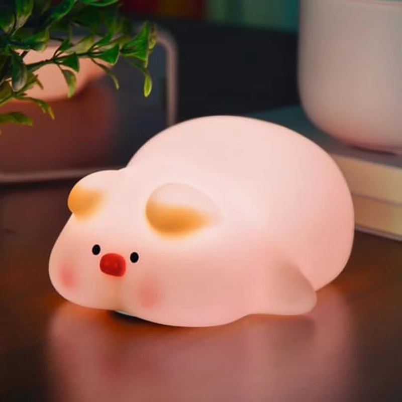 Piggy Night Light,Piggy Cute Lamp 30 Minutes Timer Nightlight Pink Silica Gel For Room
