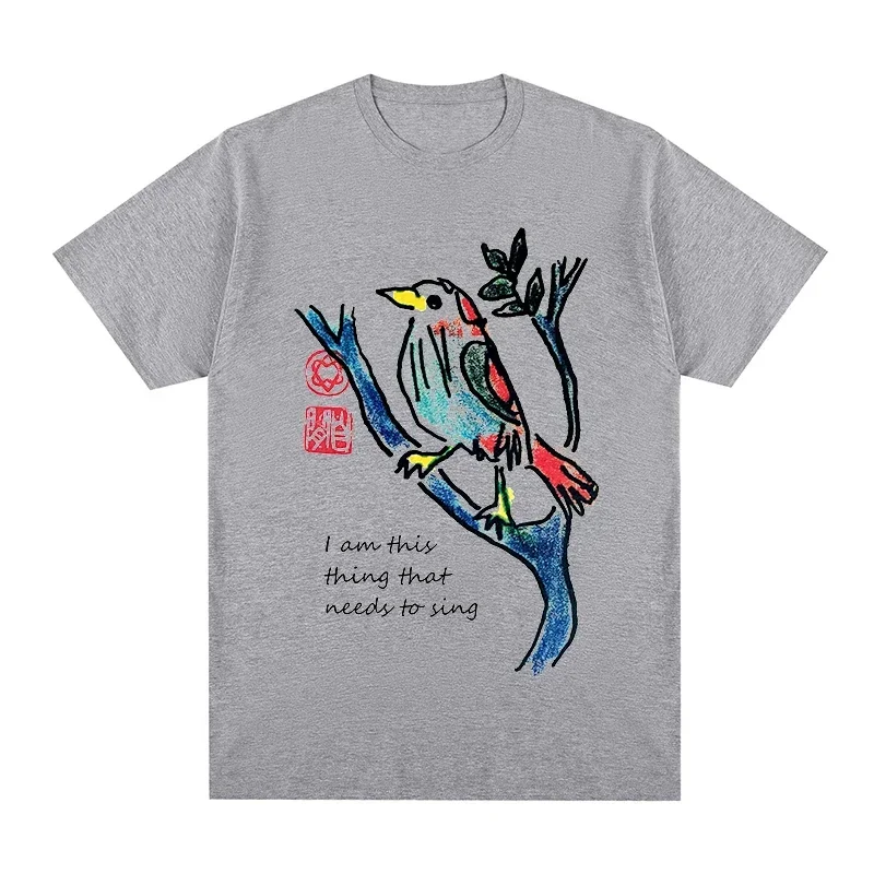 Leonard Cohen T-shirt am this thing that needs to sing Cotton TEE TSHIRT Womens Tops Unisex Japanese Vintage Artwork Tengu Gods