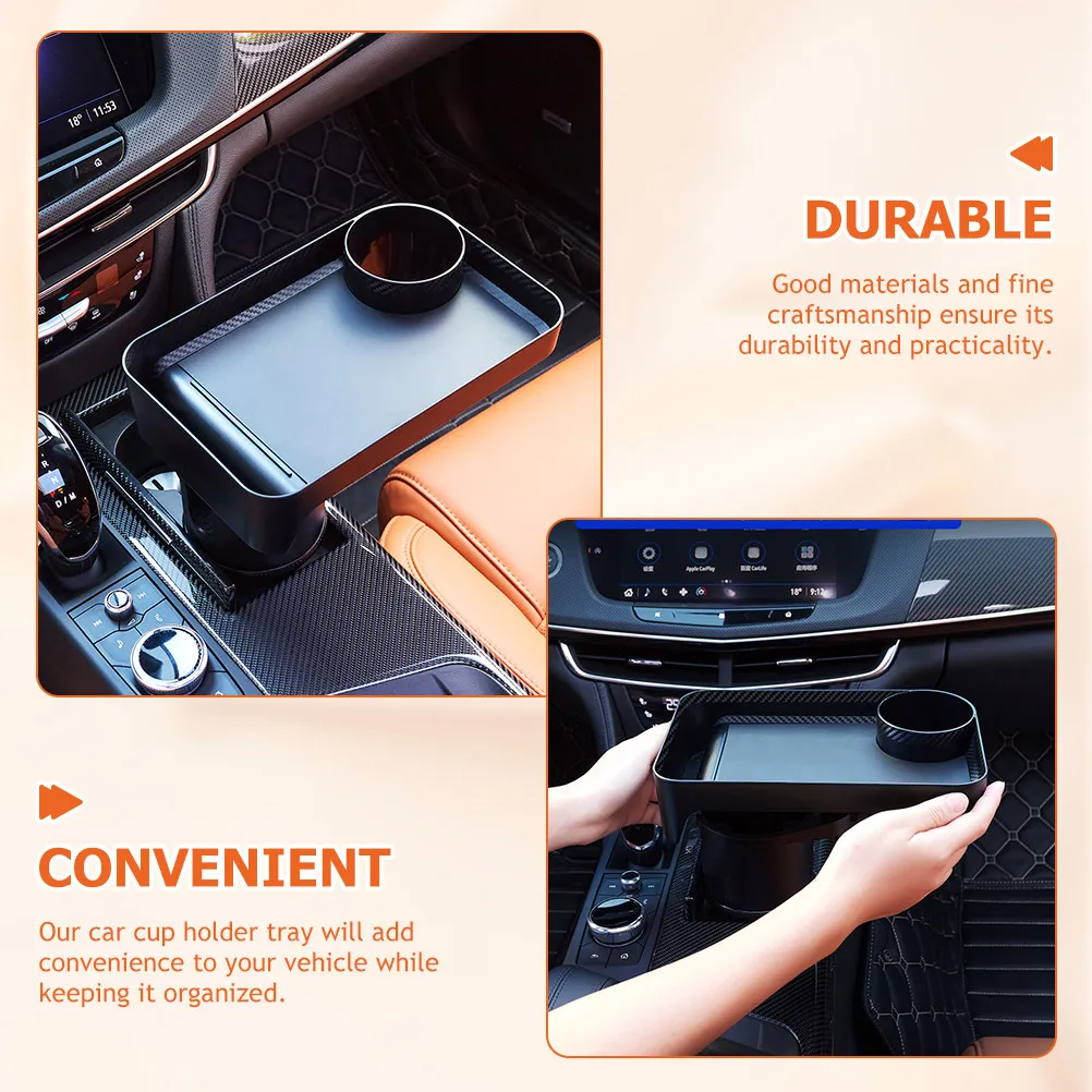 

2-in-1 Rotating Car Cup Holder Tray with Storage Compartment 360 Degree Swivel Design for Drink and Food Organizer Car Interior