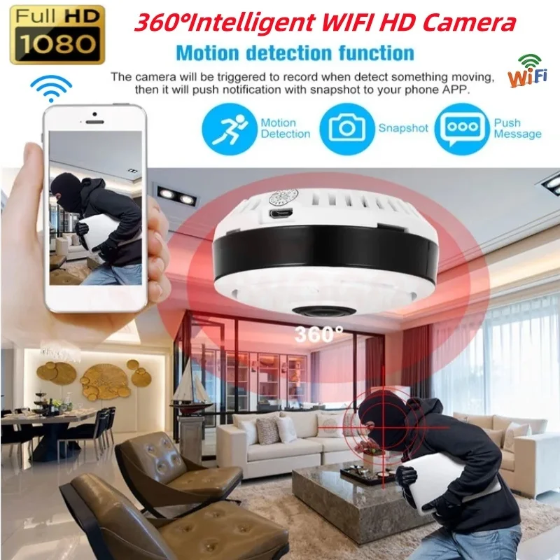 

1080P HD Mini Wifi Camera Smart Home Security Indoor 360° Panorama Voice Remote Intelligent CCTV Monitoring Micro Invisible Cam