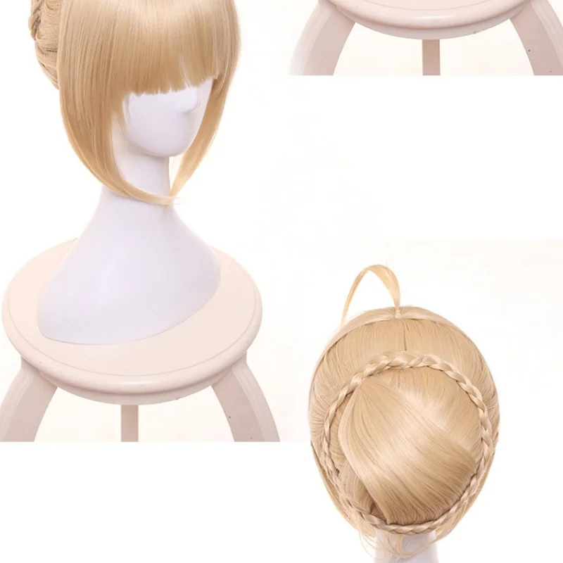 Fate/stay night Arturia Pendragon Saber Wig Blonde Styled Updo Cosplay Full Wigs+ Wig Cap