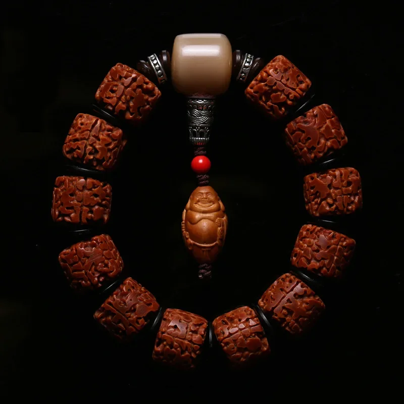 UMQ نيبال بلا أسنان كبيرة Rudraksha الخرز سوار بوذا الخرز خمسة وجوه الرجال والنساء التبتية الأحمر الجلود كينغ كونغ الحرف