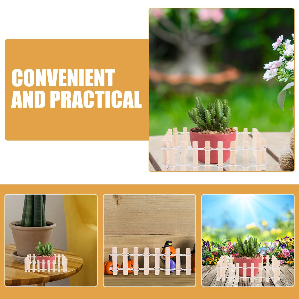 

20Pcs Wooden Miniature Fence Exquisite Garden Decoration DIY Mini Garden Decor Micro Landscape Accessories Mini Fence