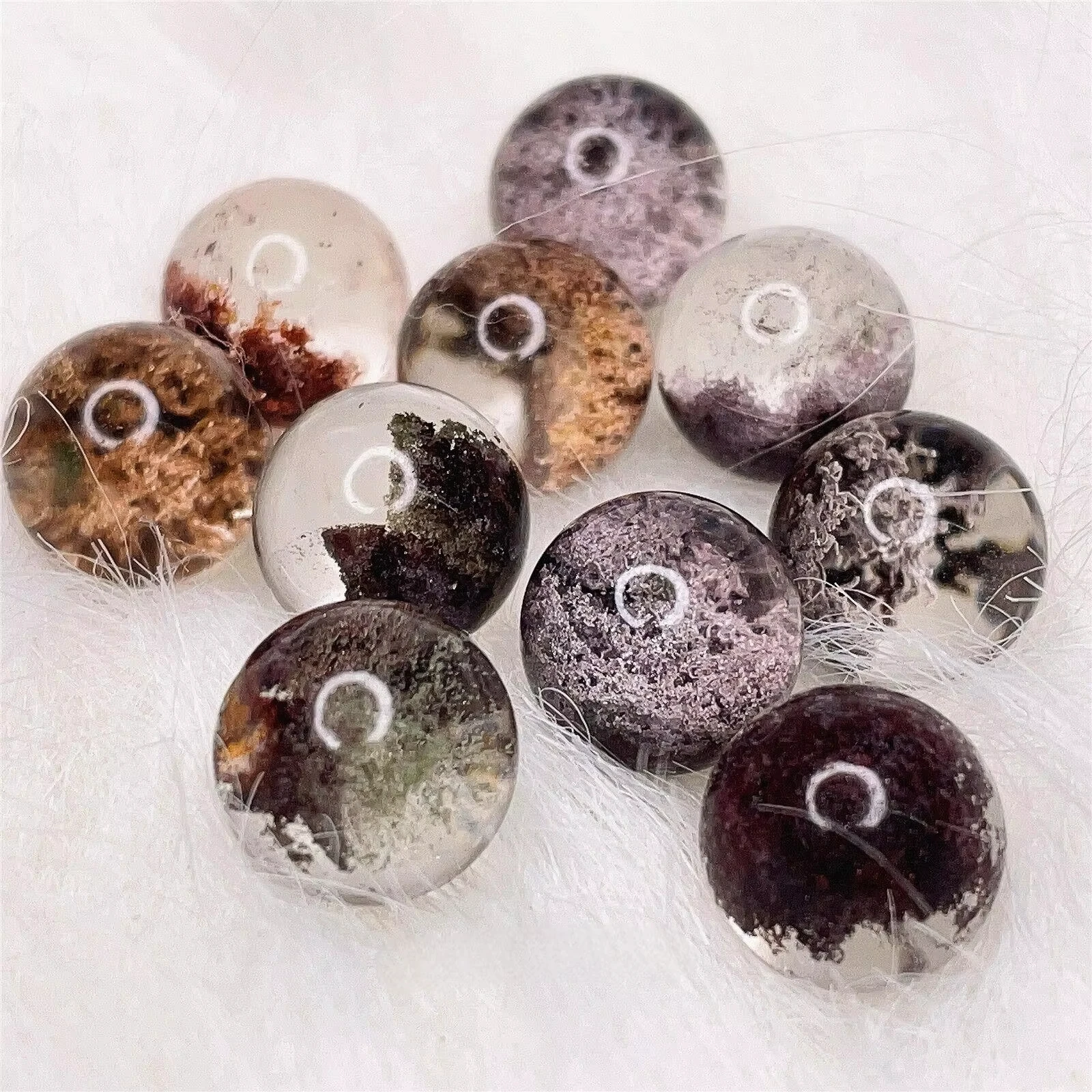 1PC 11MM MINI Colourful Garden Crystal Sphere Phantom Quartz Ball Reiki Healing