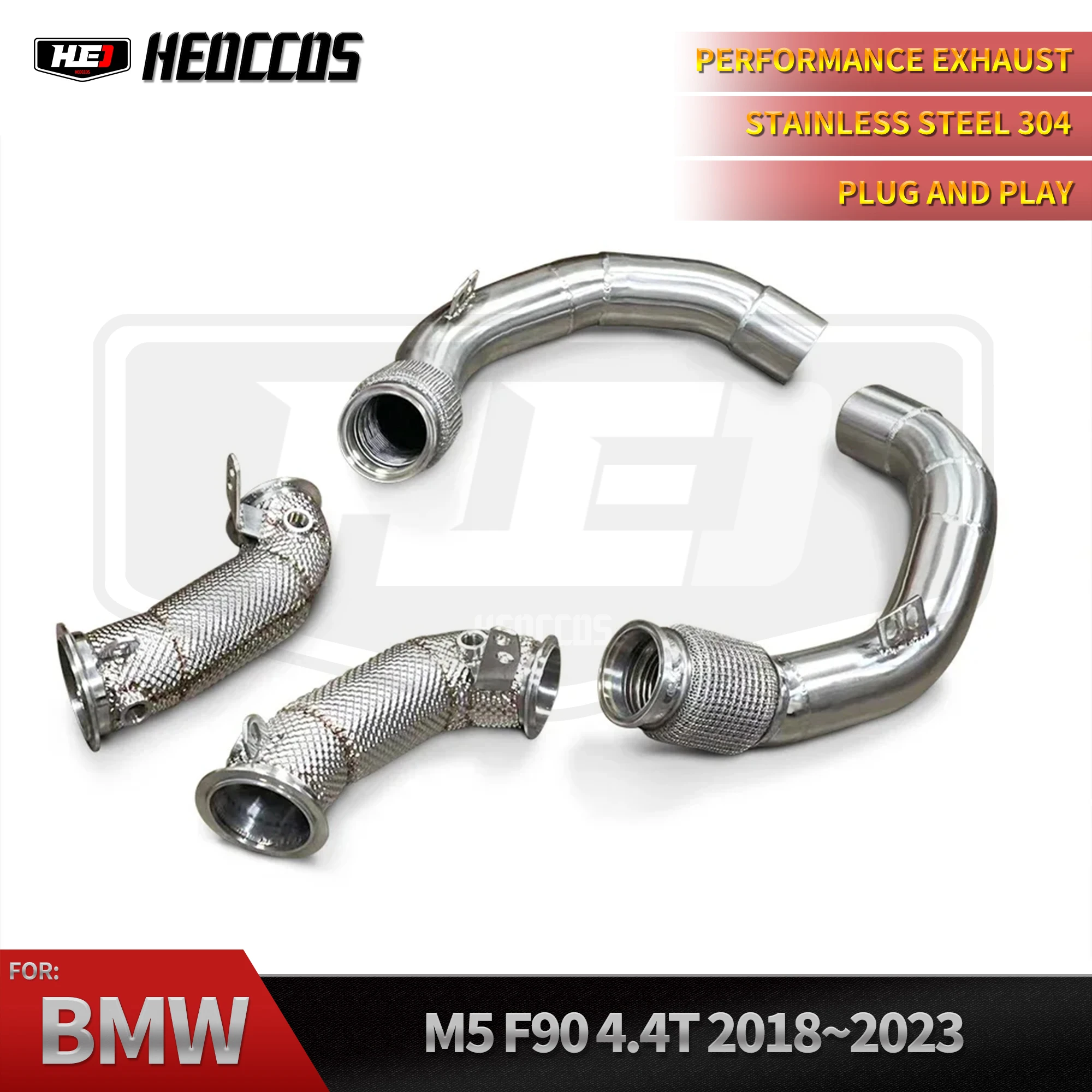 

HEO High-Performance 304 Stainless Steel Full Heat Shielding Diameter Reducing Downpipe for BMW F90 M5 OEM/ODM
