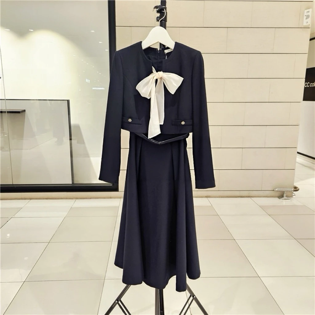 

Faionable Long Dr Lemon Cheese JIGO25 round Ne Tie Waist Versatile Slimming Commute Sle Women's ort Coat