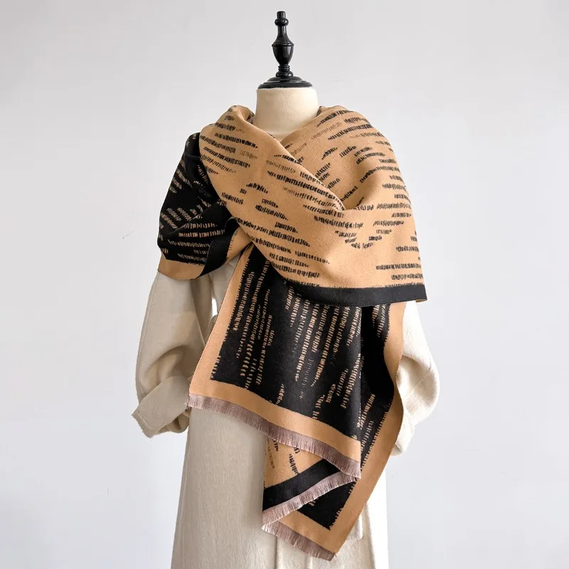 

Хит продаж: новый женский шарф-шаль в корейском стиле с принтом, имитация кашемира, высококачественный, с декоративным буквенным принтом.