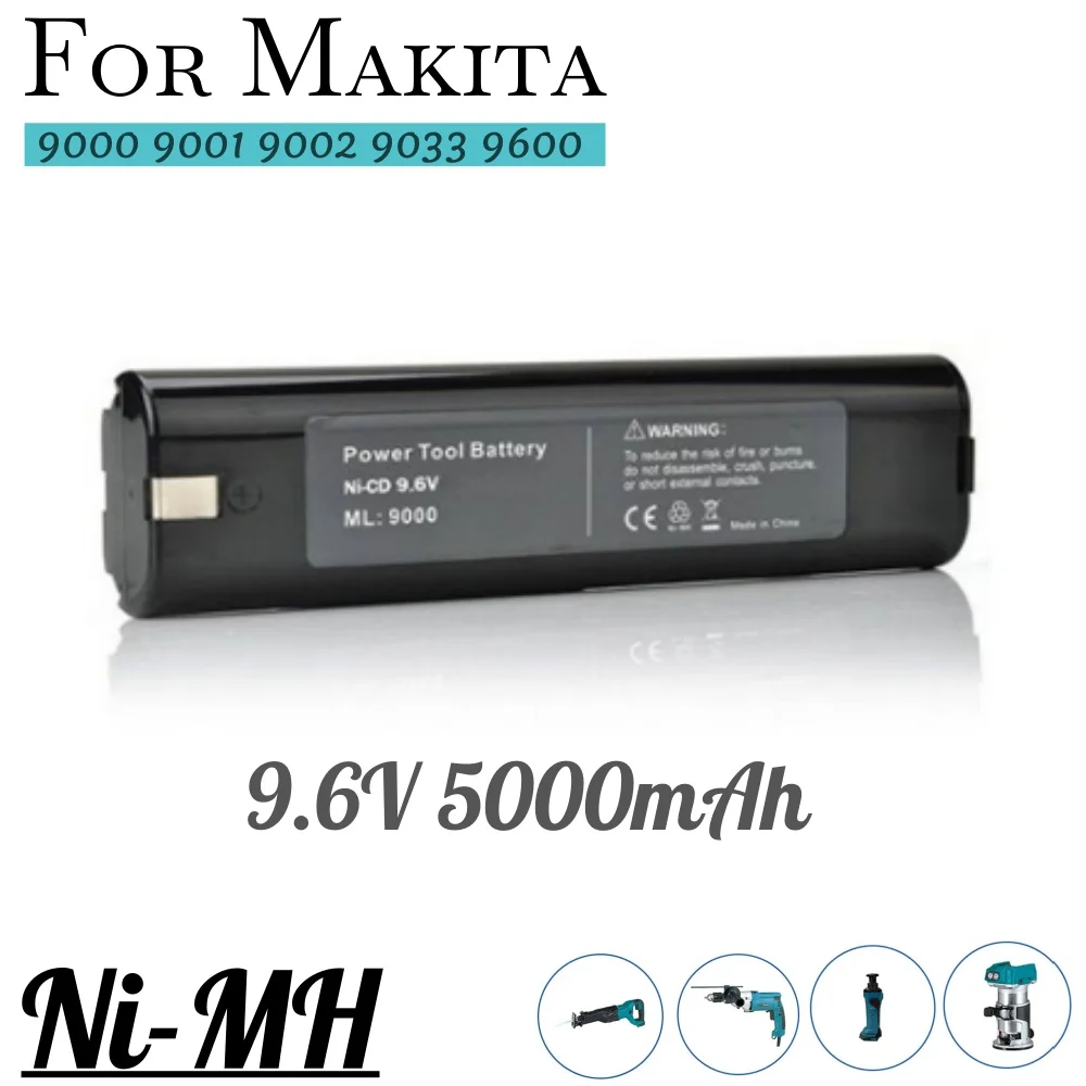 

Литий-ионный аккумулятор 9.6В 5Ач для замены Makita 9000, 9002, 9033, 6095D, 6096D, 6093D, 6012HD, DA391D, 5090D, 4390D, 8402VD, ML902