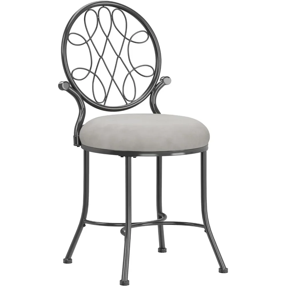 Metallic Gray Stool Chair Vanity Stool With Spiral Pattern Design Furniture Living Room Home Suitable for botanical gardens