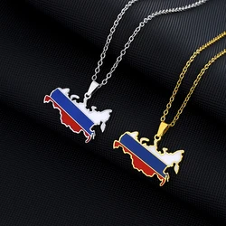 Russian Federation Russia Map Flag Pendant Necklace Stainless Steel Men Women Россия Country Map Jewelry Gift