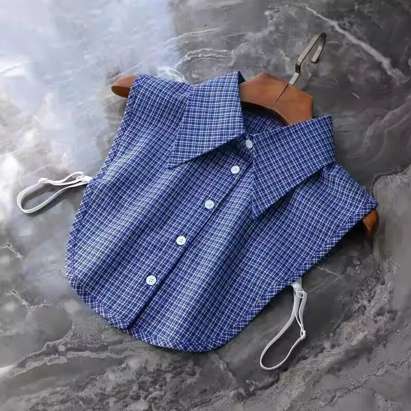 

Элегантный клетчатый искусственный воротник, женские съемные накладные воротники, женская половина рубашки с лацканами, галстук, аксессуары для одежды