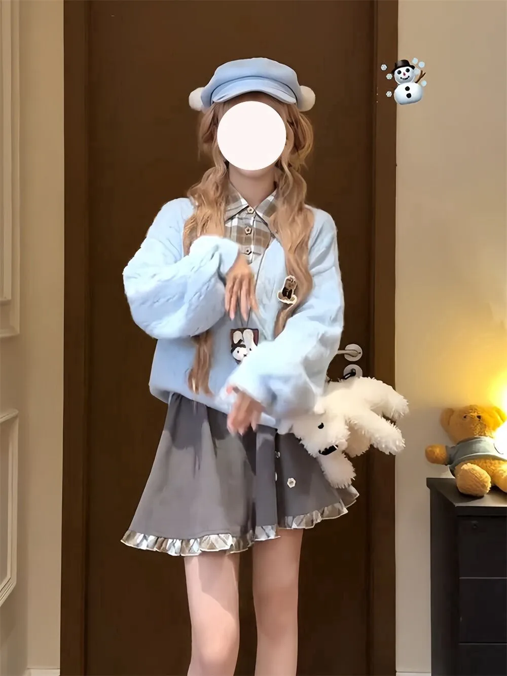 Trendy Sweet Japanese Style Lazy School Uniform Fake Two-Piece Sweater Skirt Set Autumn New Arrival Women's Fashion Ensemble