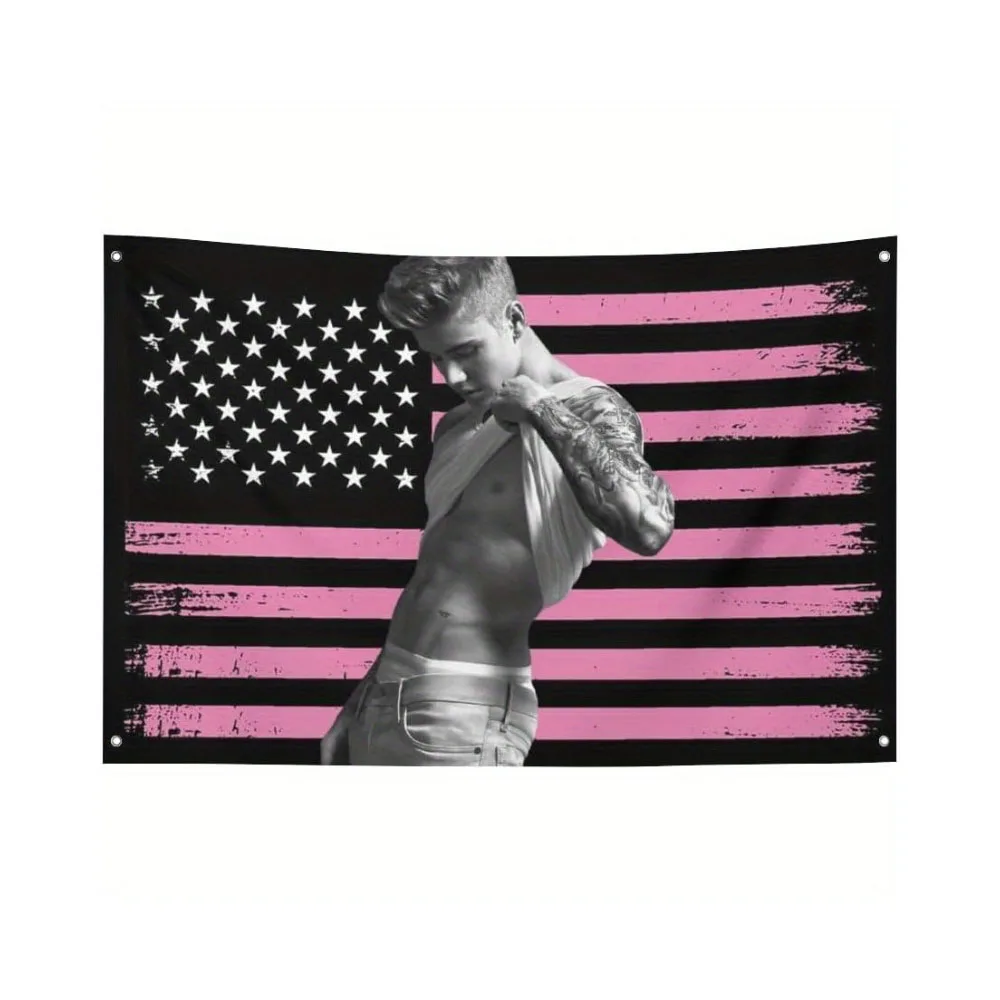 Tapiz con diseño de bandera americana de J-Justin Bieber, decoración para fiestas, tapiz grande, decoración de habitación Y2K, regalo para amigos