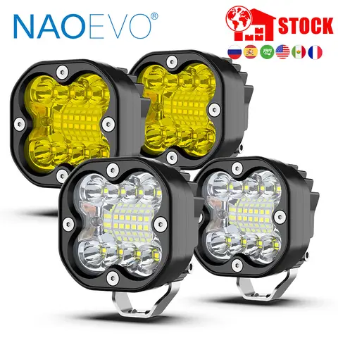 NAOEVO 3 Inch Led Work Spotlights 24V 120W Headlights for Motorcycles Flood Led Bar Fog Lights for Car Truck 4x4 Off Road ATV