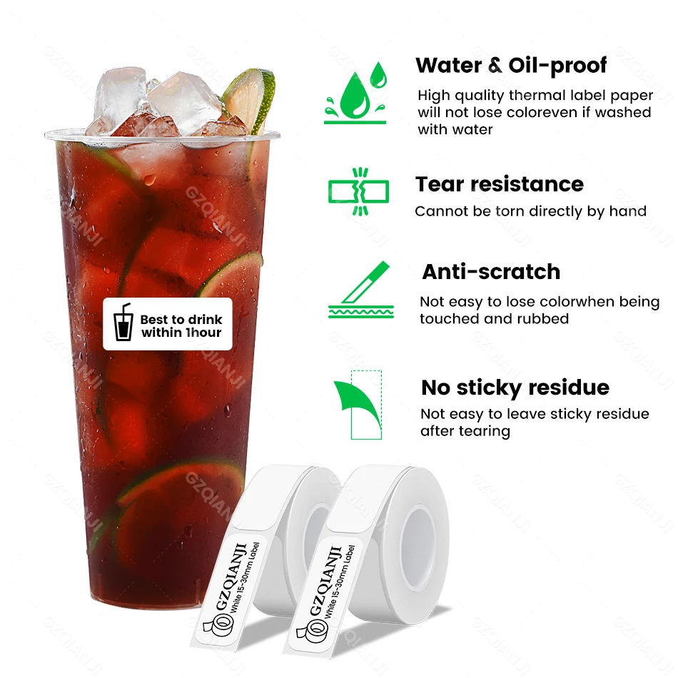 GZQIANJI Thermal Labels Papel Colorful Adhesive Sticker Square Printable Adhesive Paper Roll Transparents For Mini Printer Use