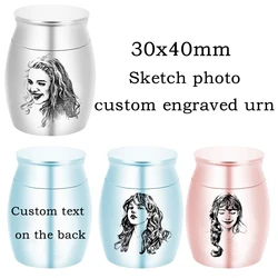 30x40MM Cremation Urn Photo Custom Urn Stainless steel Material Waterproof Ashes Holder Human Urn Keepsake-Customized Front