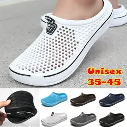 Chaussures de plage unisexes pour couples, pantoufles évidées, sabots découpés souples, chaussures de jardin confortables, intérieur et extérieur, été