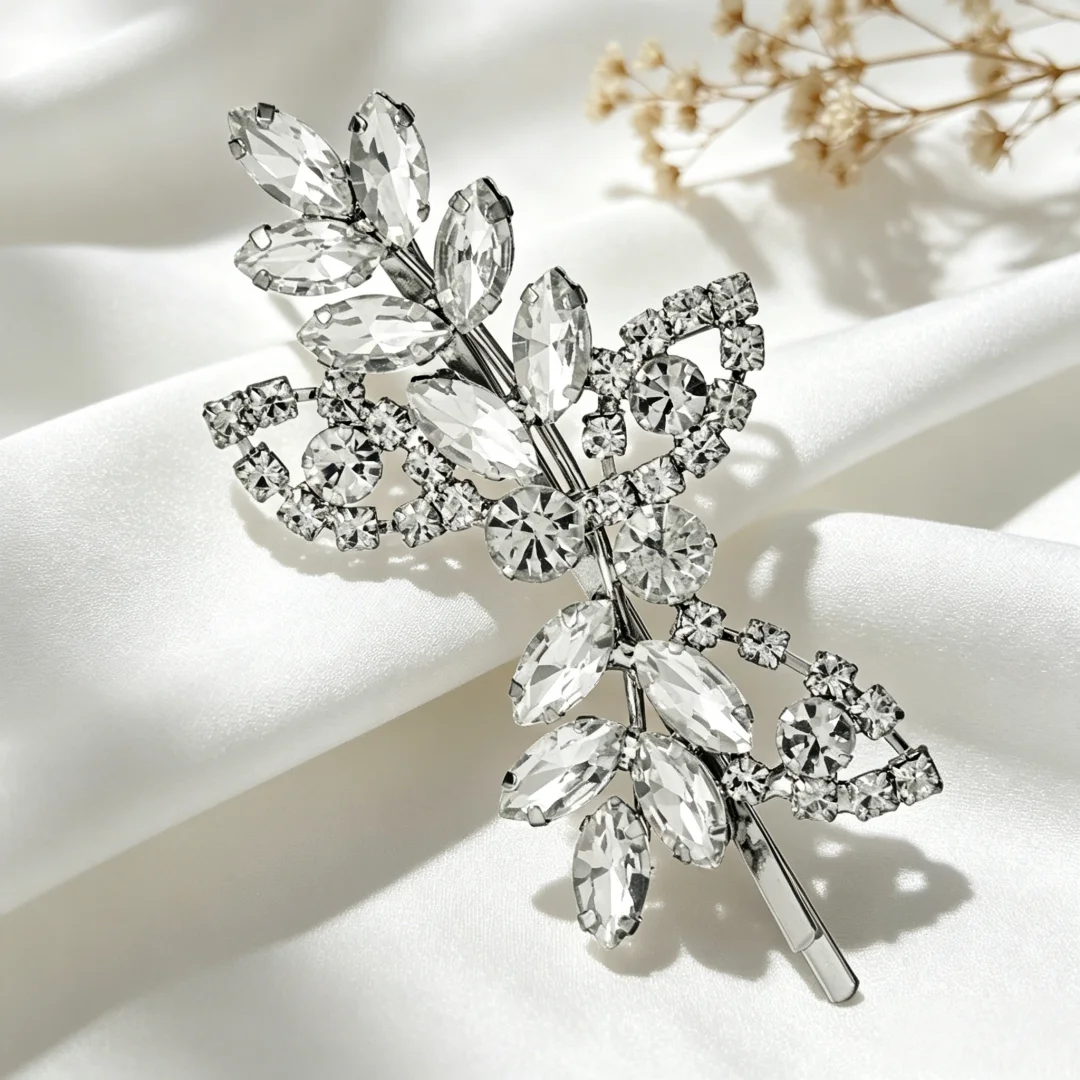 1pc Bride Wedding Side Hair Clip Women Daily Use One-Side Snap Clip Crystal Bridal Hair Accessories Party Engagement Hairpin image 6