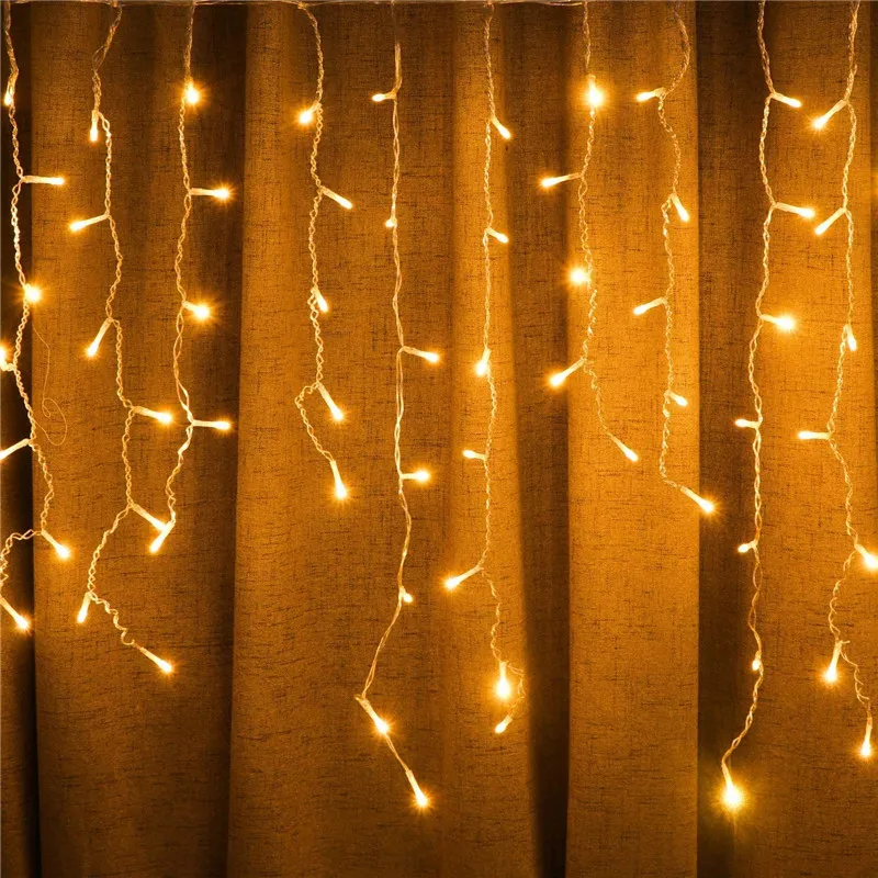 5m Outdoor Christmas Fairy Lights LED Icicle Curtain String Lights Eaves Decoration Light for Holiday Wedding Party Garden