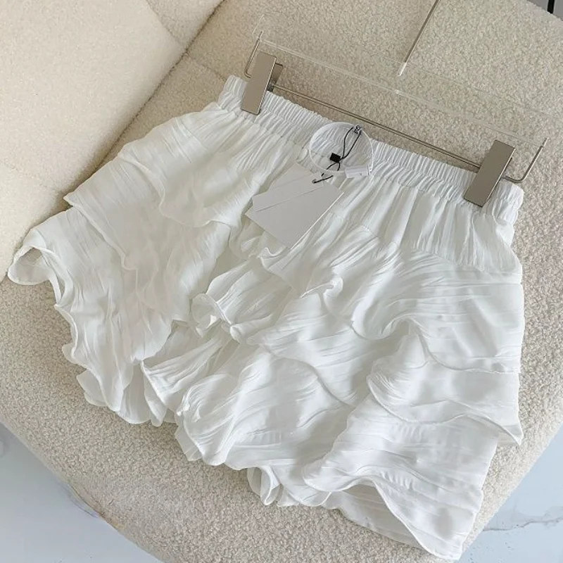 Mini White Skirts Women Ruffles Pure Designer Girlish Sweet Summer Chic Japanese Юбка Женская Kawaii Clothes High Waisted Casual