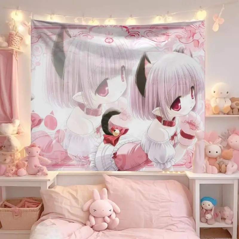VIKAMA Anime Schoolgirls Snack Tapestry, Cute Uniform Wall Hanging for Bedroom Dorm Living Room Fun Decor