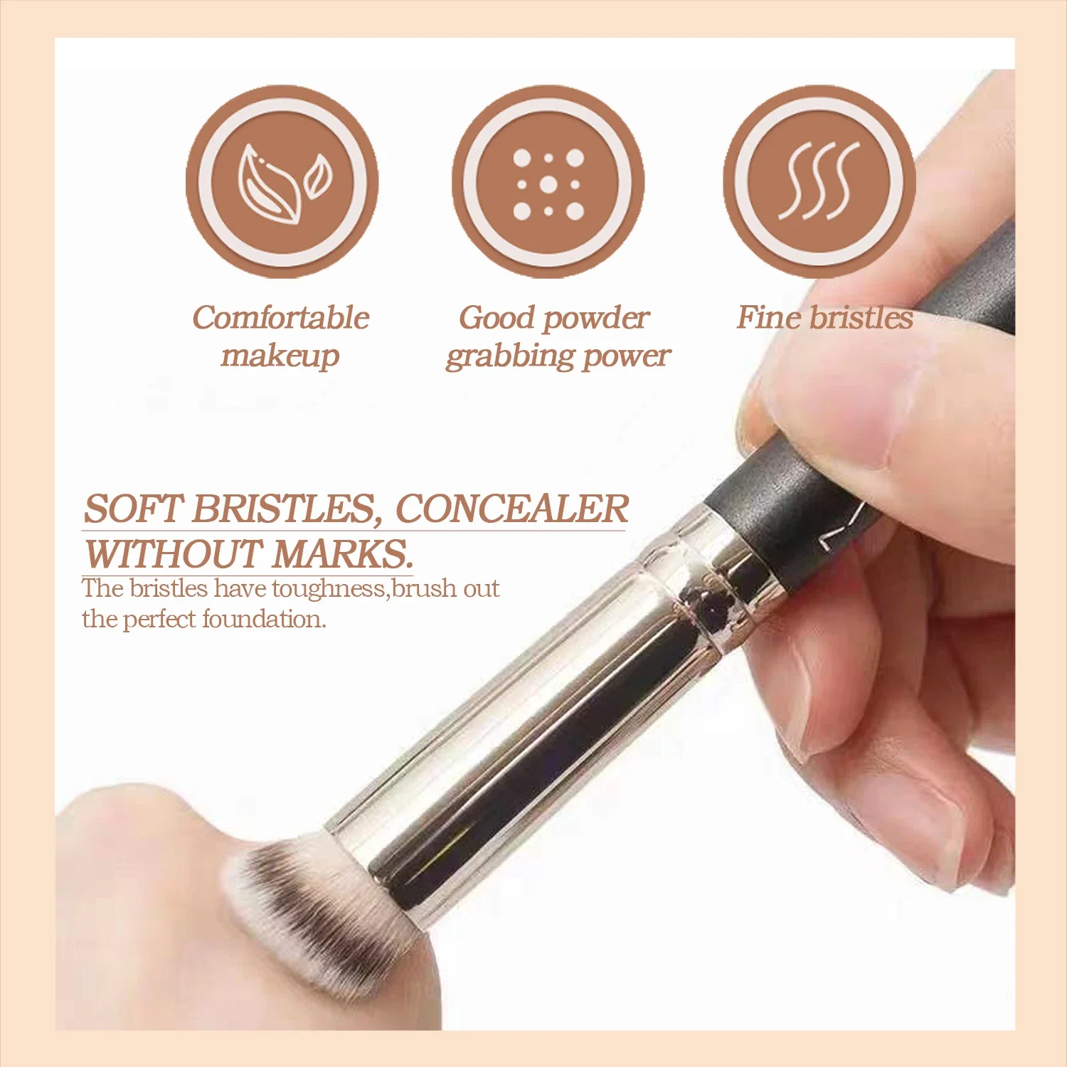 1pcs Foundation Concealer Brush, Premium Contour Blusher Brushes, Flawless Under Eye Dense Face Makeup Brush For Blending C802
