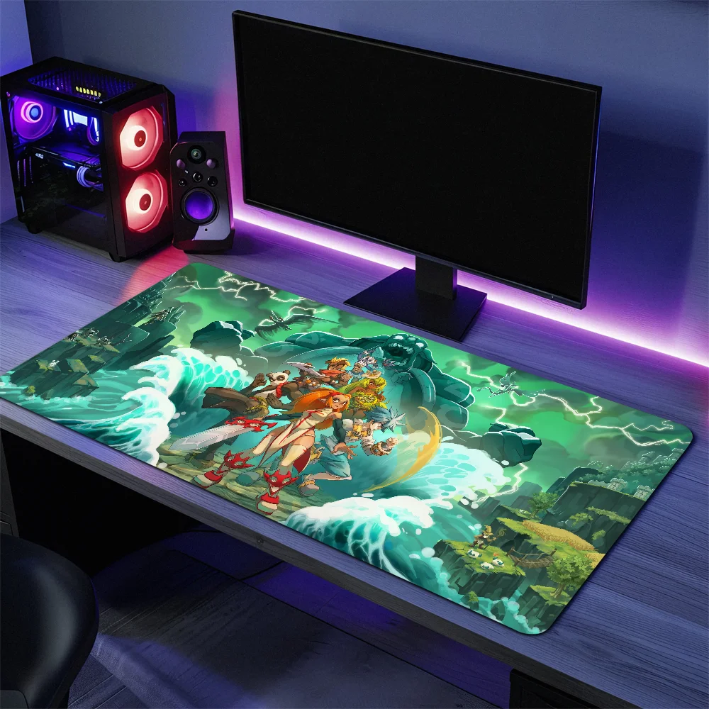 لعبة W-Wakfu Cool لألعاب الكمبيوتر، لوحة مفاتيح كبيرة للمكتب، لوحة ماوس كبيرة مضادة للانزلاق، ماوس مطاطي للكمبيوتر الشخصي