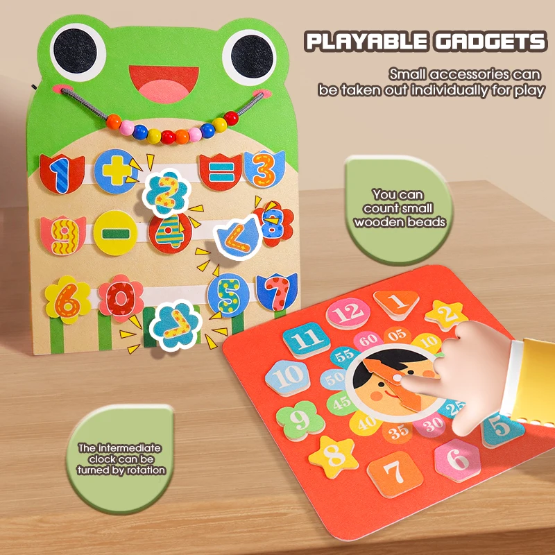 Spelbord met klittenband voor kinderen, waterdicht puzzelspeelgoed voor vroeg onderwijs, verbeter het cognitiedoekboek, spelbord