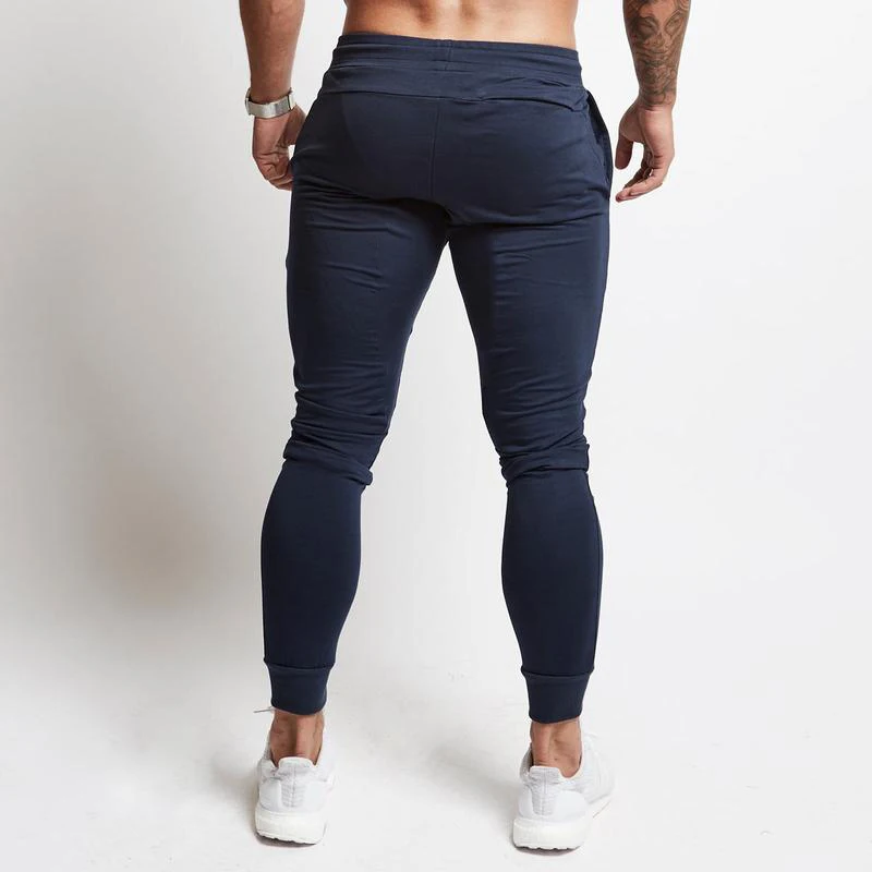 Thin sports pants, European and American men\'s new trendy brand slim fit solid color sports leggings, casual fitness cropped pan