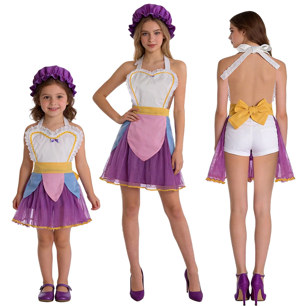 

Disguise Mrs Potts Dress Cartoon Beauty of Beast Cosplay Mother-daughter Costume Outfits Clothing Halloween Carnival Outfits