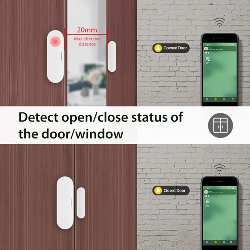 Vendita calda-Tuya Matter Filettatura Sensore per porte e finestre Alimentato tramite USB Smart Home Sensore per porte intelligenti Allarme per la sicurezza domestica e l'automazione