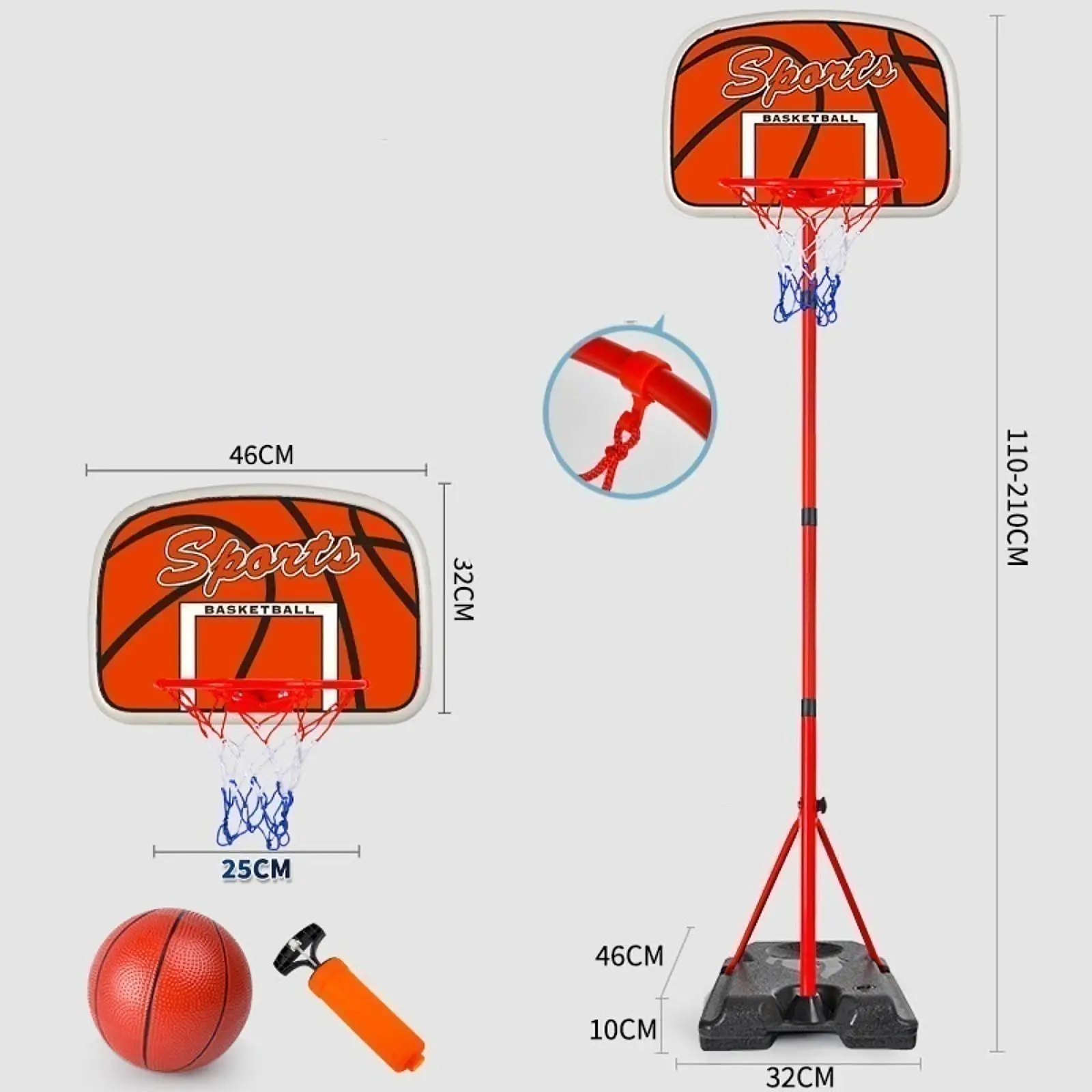 Juego de aro y pelota de baloncesto para niños, altura ajustable, regalos, reuniones, versátil con pelotas, soporte de baloncesto para deportes al aire libre