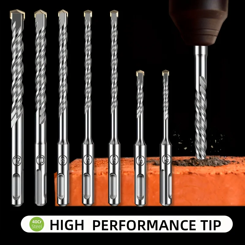 7pcs SDS-plus Drill Bit Set, Carbide Tip, SDS+ Rotary Hammer Drill Bit Set With Storage Case For BRICK, CEMENT, STONE & CONCRETE