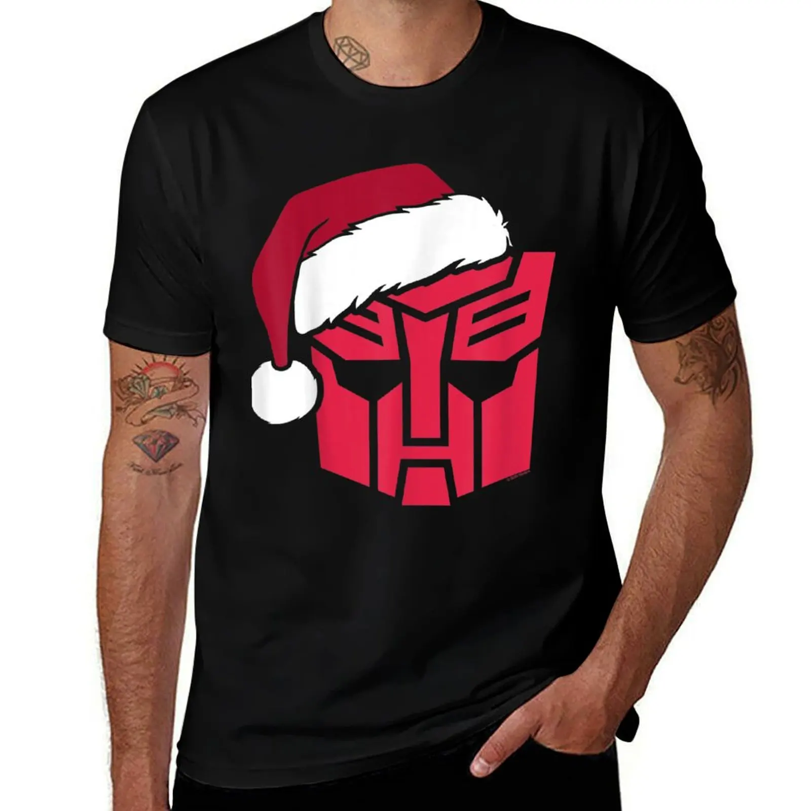 Transformers Christmas Autobots Santa Hat T-Shirt designer shirts plus size clothes t shirt men 100℅ cotton