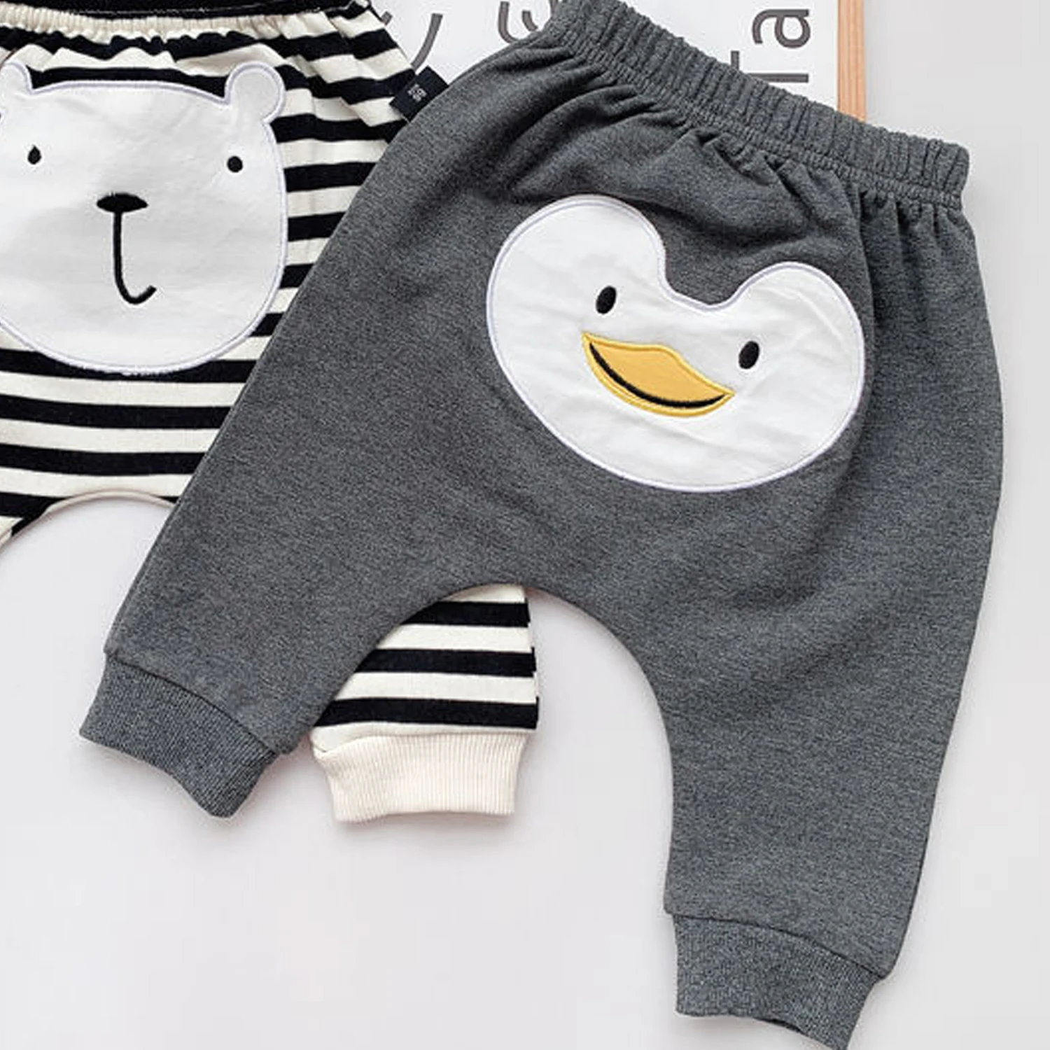 Cartoon Penguin Newborn Baby Pants Cotton Warm Pants For Girls Baby Children Wear Bow Cute Legging Outfits Children\'s Pants