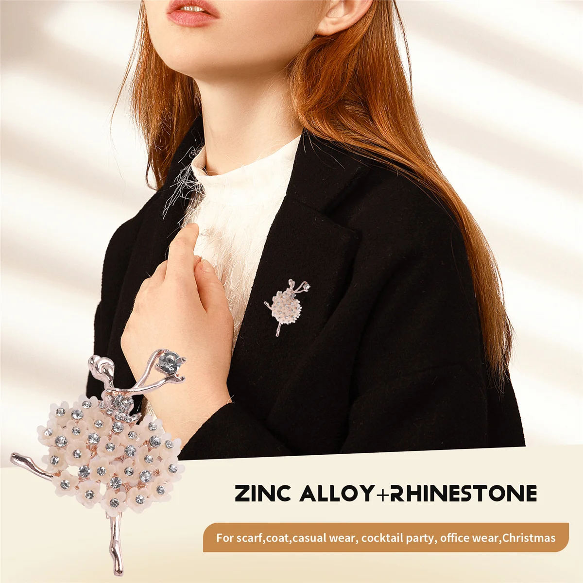 AOAO-Ballet Angel Girl مكعب حجر الراين الديكور بروش دبوس لمعطف سترة