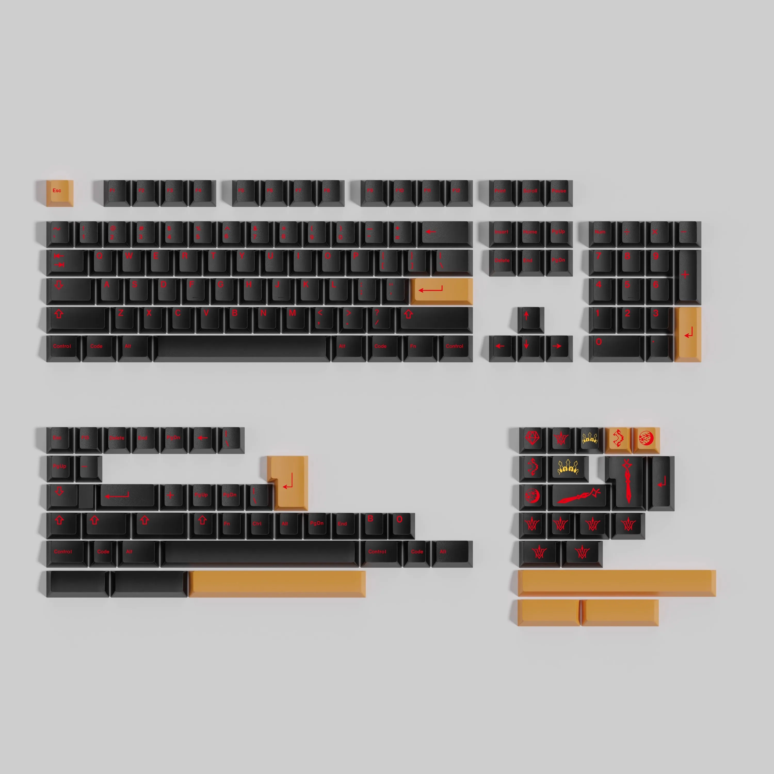 1 Set Clone GMK ISHTAR Keycaps PBT 5 Sides Dye Subbed Key Caps Cherry Profile Keycap For Alice Wooting Double B Split Spacebar