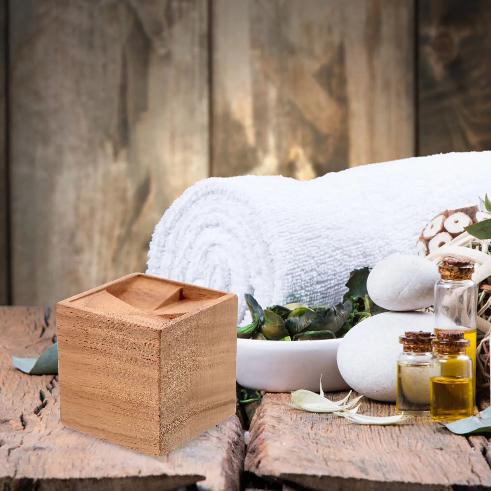 

1Pcs Aromatherapy Diffuser Wood Essential Oil Diffuser Square Black Walnut Log for Home Bedroom Office Sleep Relaxation Yoga