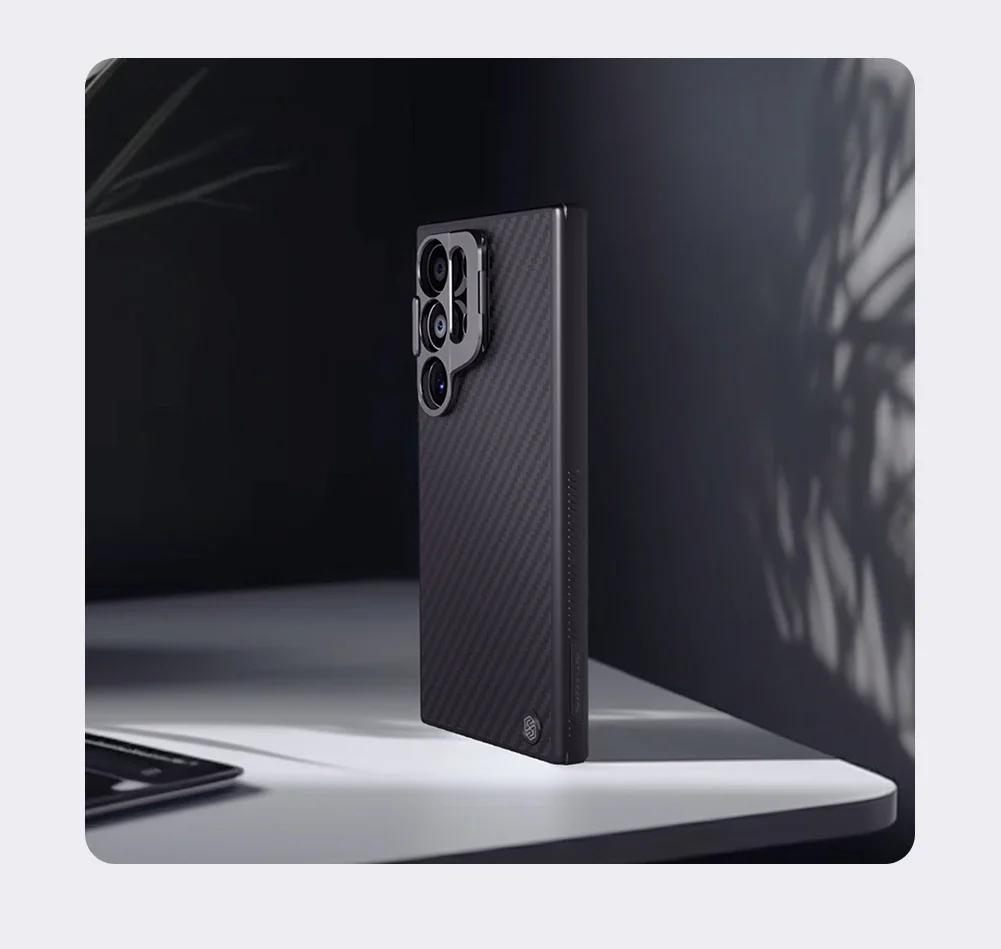 Nillkin for Samsung Galaxy S24 Ultra 5G Case Aramid Fiber Carbo Prop Stand Camera Heavy Duty Lens Protection Cover
