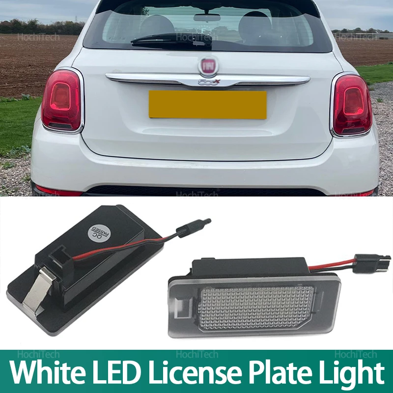 

White Number Lamps Error Free LED License Plate Lights Accessories for Fiat 500X 2014 2015 2016 2017 2018 2019